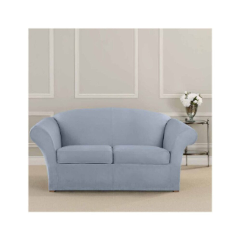 Sure Fit Ultimate Heavyweight Stretch Suede Box Cushion Loveseat Slipcover - Picture 1 of 1